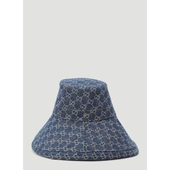 NWT GUCCI Wide Brim Hat Eco Size M Washed Denim Denim Blue 631958 - Picture 1 of 10